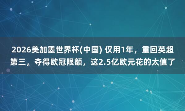 2026美加墨世界杯(中國) 僅用1年,重回英超第三,奪得歐冠限額,這2.5億歐元花的太值了