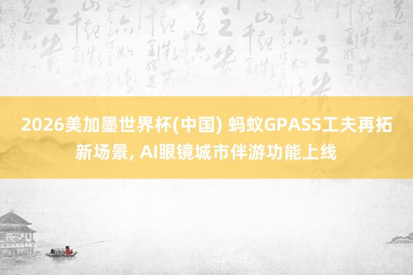 2026美加墨世界杯(中國) 螞蟻GPASS工夫再拓新場景, AI眼鏡城市伴游功能上線