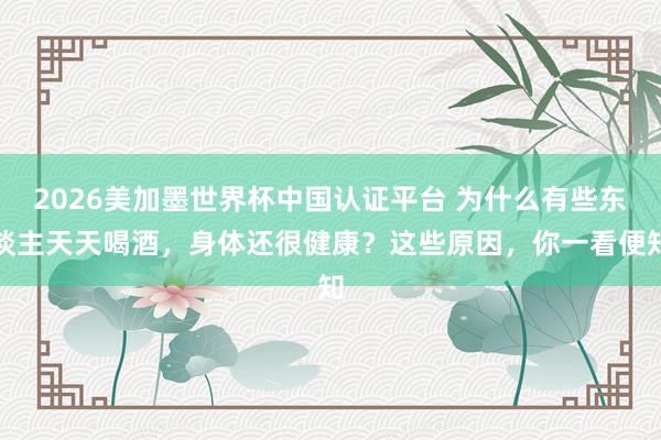 2026美加墨世界杯中國認證平臺 為什么有些東談主天天喝酒，身體還很健康？這些原因，你一看便知