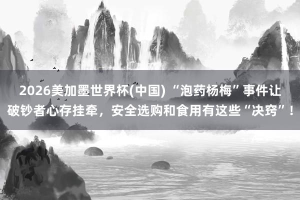 2026美加墨世界杯(中國) “泡藥楊梅”事件讓破鈔者心存掛牽,安全選購和食用有這些“決竅”!