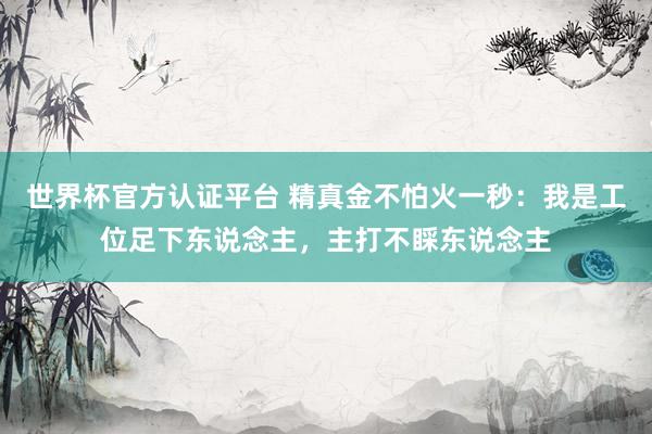 世界杯官方認證平臺 精真金不怕火一秒:我是工位足下東說念主,主打不睬東說念主